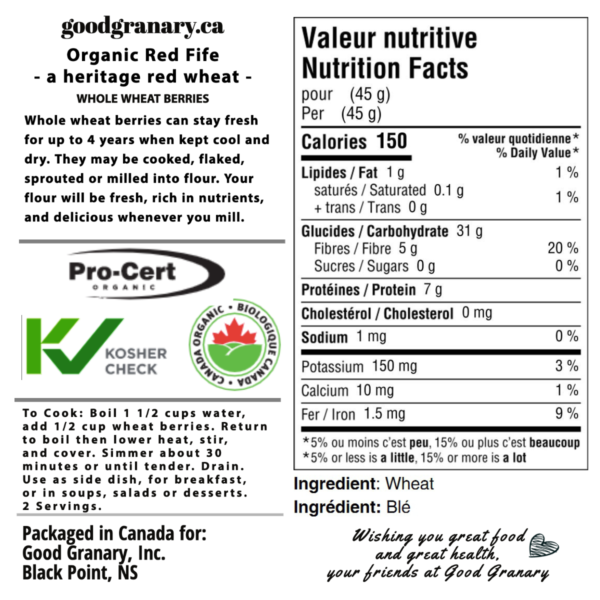 Red Fife nutrition info